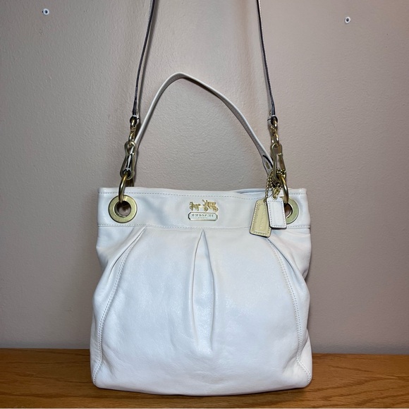 Coach Handbags - Coach Madison Pleated Ivory Leather Hippie Bag